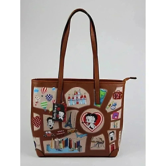 Betty Boop Handbags - NEW Betty Boop Women's Printed Large Tote Bag